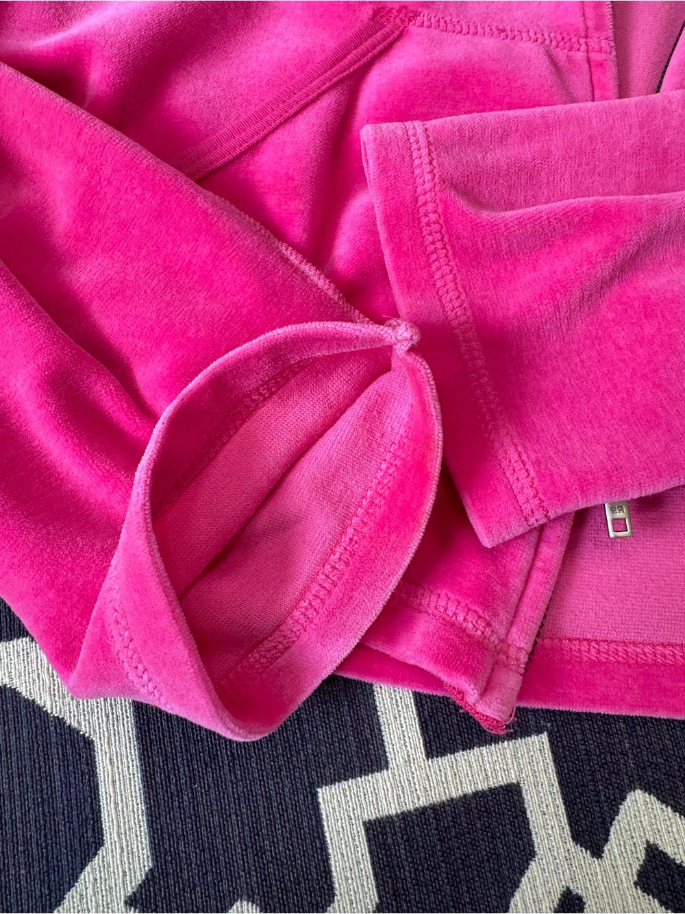 Sonia Rykiel Pink Velour Velvet Zip Jacket Gold Stripe Collar Y2K 90s Athletic - Picture 12 of 14